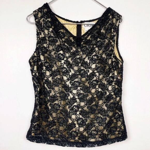 Cachet Tops - CACHET Black beaded Embellished sleeveless blouse size 10